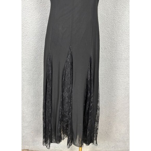 Steve Madden Vita Midi Dress With Lace Panels Spaghetti Straps Black Medium NWTs - Picture 2 of 8